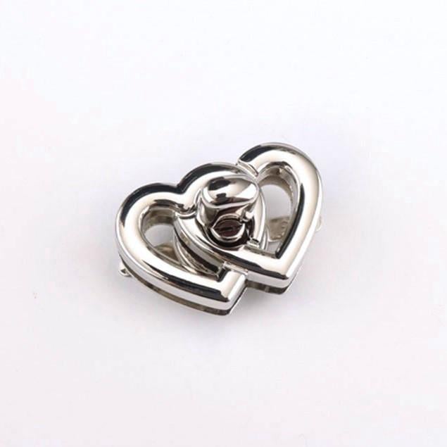 Замок для сумки Hearts поворотный 37х25х23 мм 1 шт. Платина (СФ3725з01)