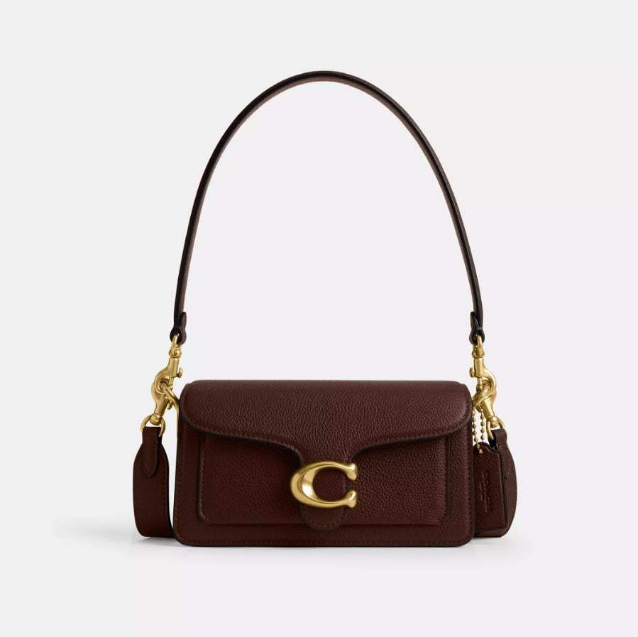 Сумка жіноча Coach Tabby 20 Shoulder Bag із зернистої шкіри Темно-коричневий