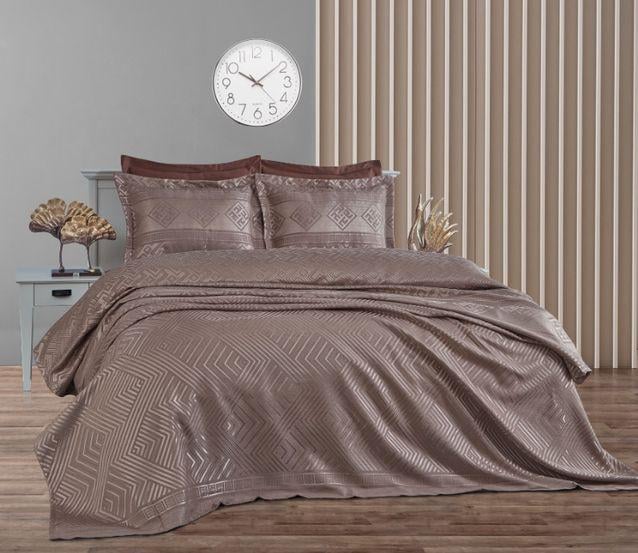 Покрывало с наволочками Dantela Vita Justo жаккард евро Кофе (13914553)