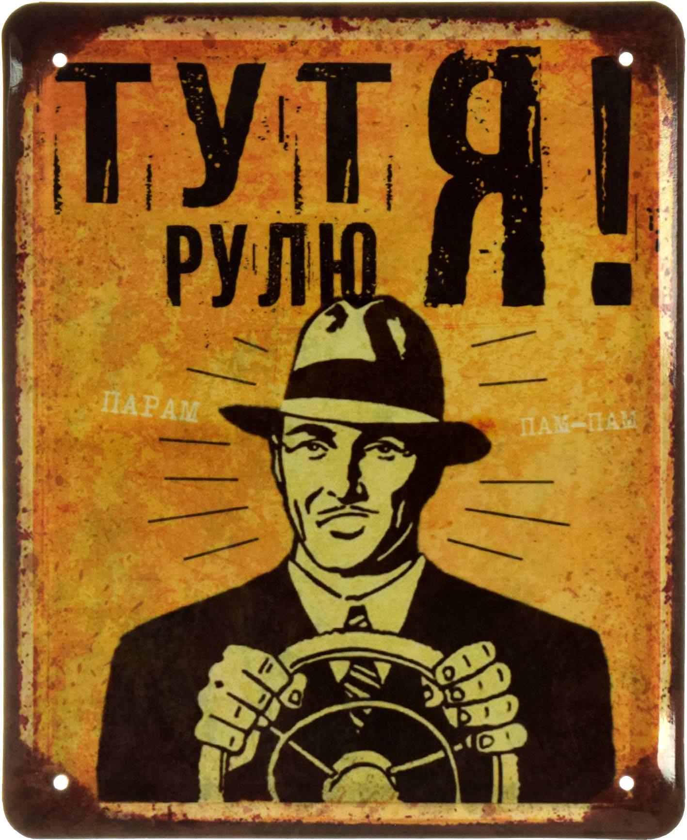 Табличка металлическая Тут Рулю Я! 18x22 см