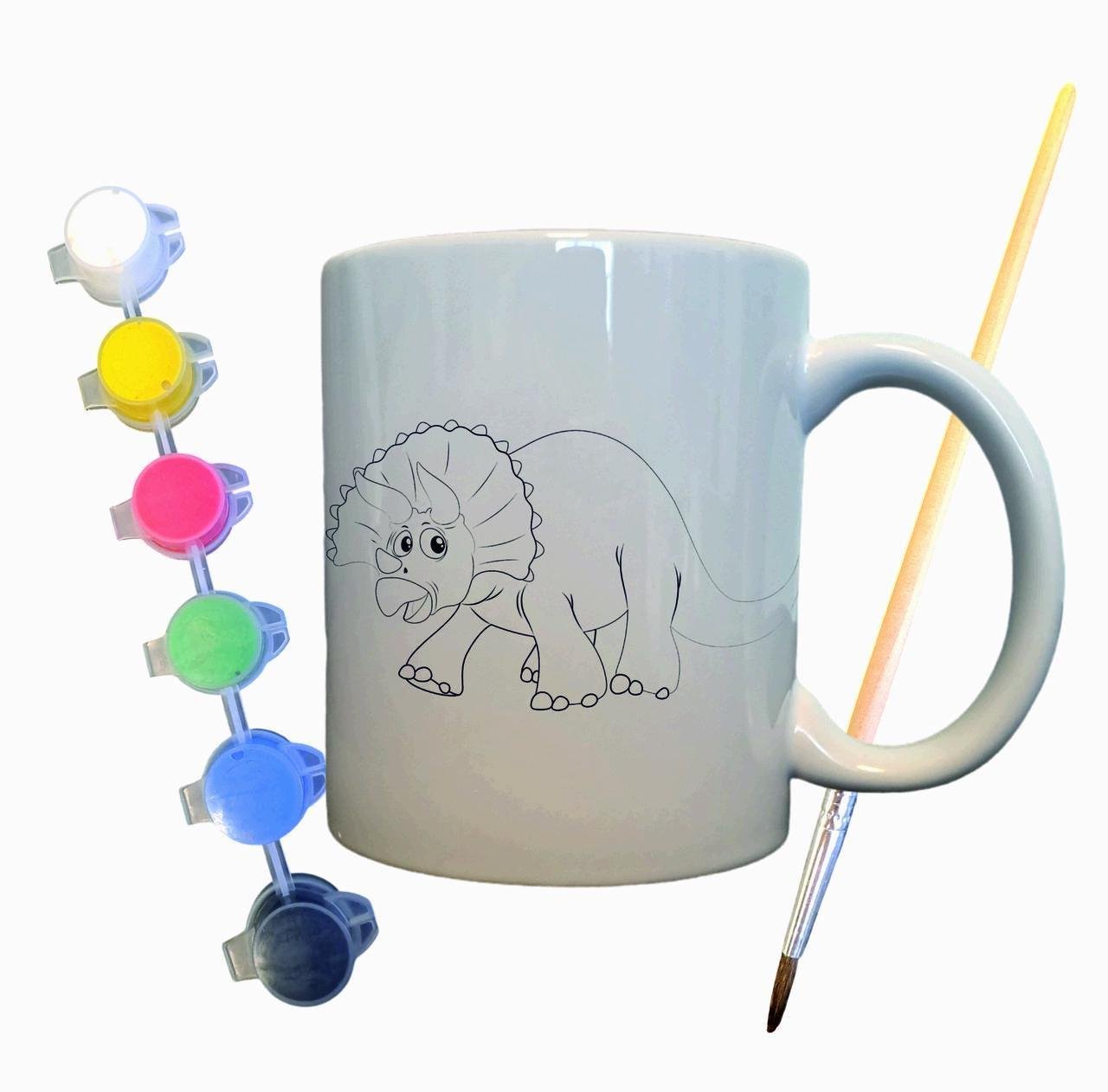 Набор для творчества кружка раскраска Динозавр Трицератопс 330 мл Белый (КР0032)