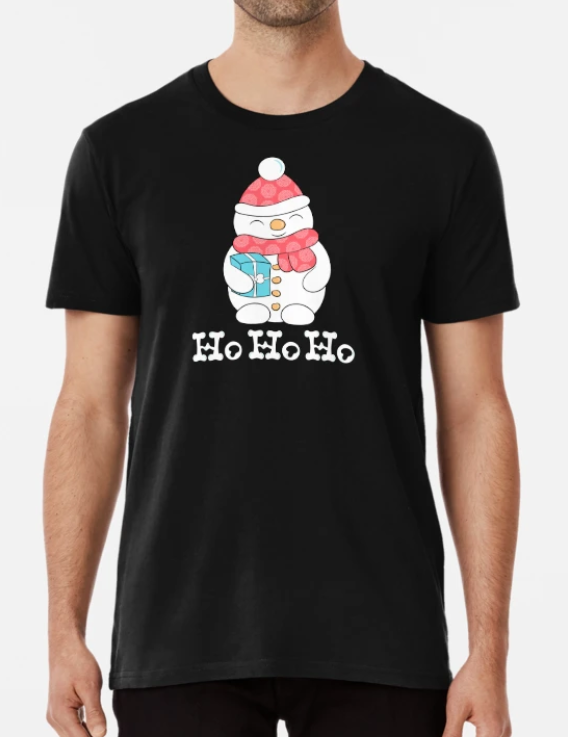 Футболка мужская новогодняя Stedman с принтом HO HO HO Снеговик S Черный (НГ11-1)