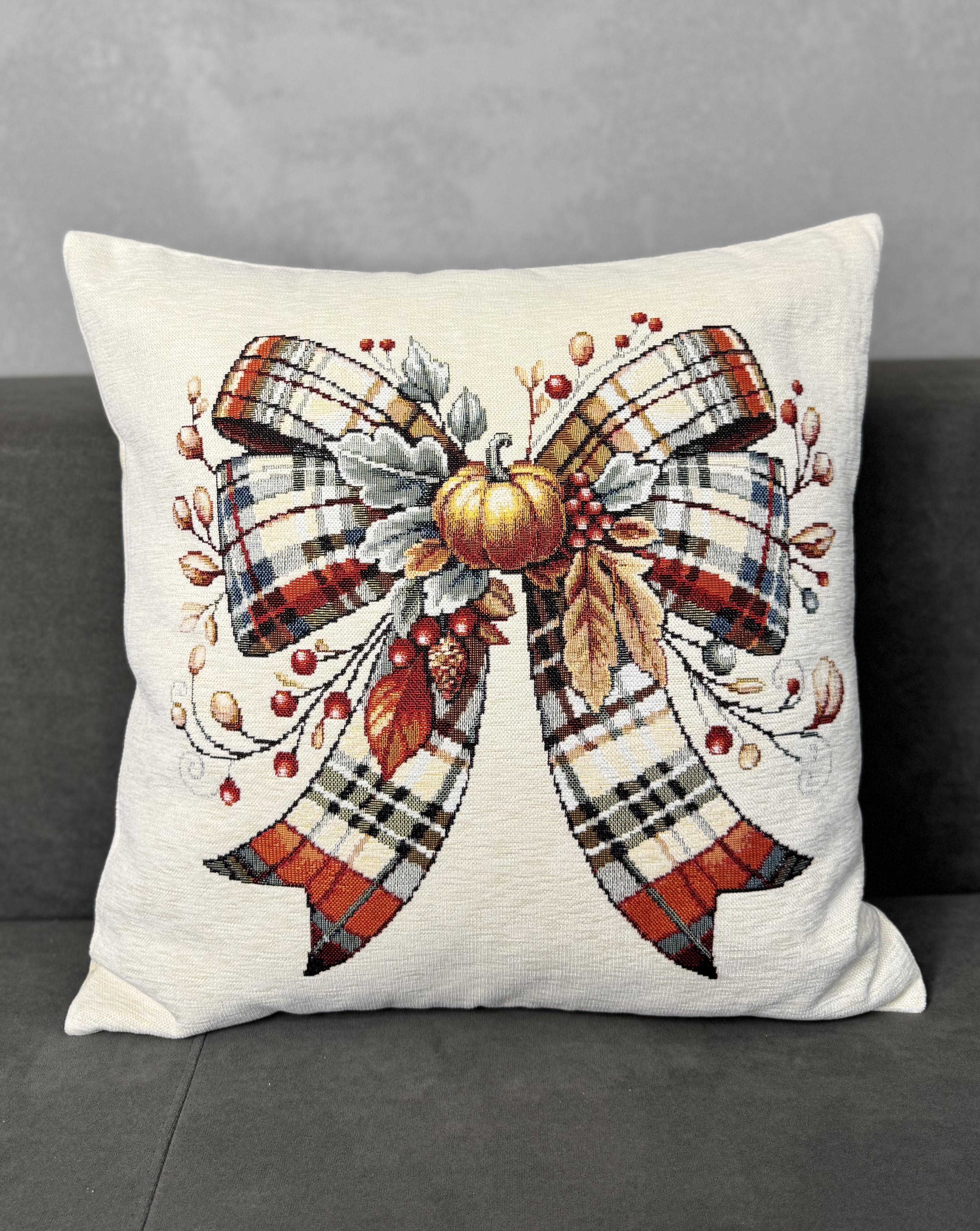 Наволочка гобеленовая декоративная Бант с шенилом 45x45 см (Bows/00499-PC3) Наволочка гобеленовая декоративная Бант с шенилом 45x45 см (Bows/00499-PC3)