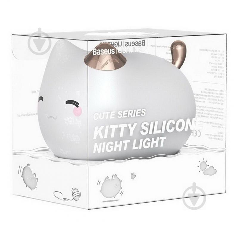 Ночник Baseus Cute Series Kitty Silicone Night Light DGAM-A02 (Белый) - фото 9