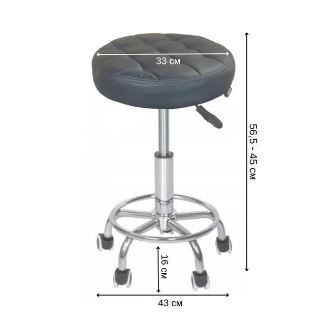 Кресло-табурет на колесах Bonro B-496 без спинки круглый Черный (2670148609) - фото 8 Кресло-табурет на колесах Bonro B-496 без спинки круглый Черный (2670148609) - фото 8