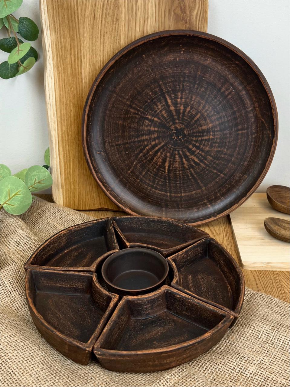 Менажниця керамічна глиняна глака 30 см (3003-43) - фото 2 Менажниця керамічна глиняна глака 30 см (3003-43) - фото 2