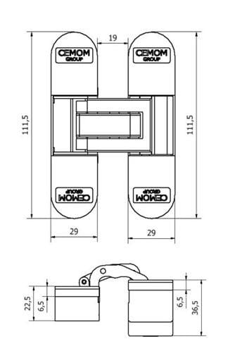 Скрытая петля CEMOM Estetic 80/A 111,5x29 мм Черный (80/A-9005) - фото 5 Скрытая петля CEMOM Estetic 80/A 111,5x29 мм Черный (80/A-9005) - фото 5