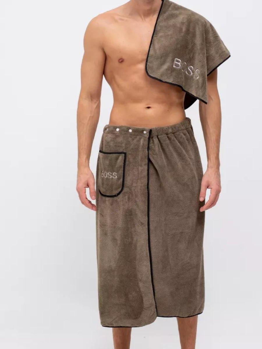 Набор полотенец для бани мужской микрофибра 85х150 Коричневый (П4К-novo-m-sauna-007) Набор полотенец для бани мужской микрофибра 85х150 Коричневый (П4К-novo-m-sauna-007)