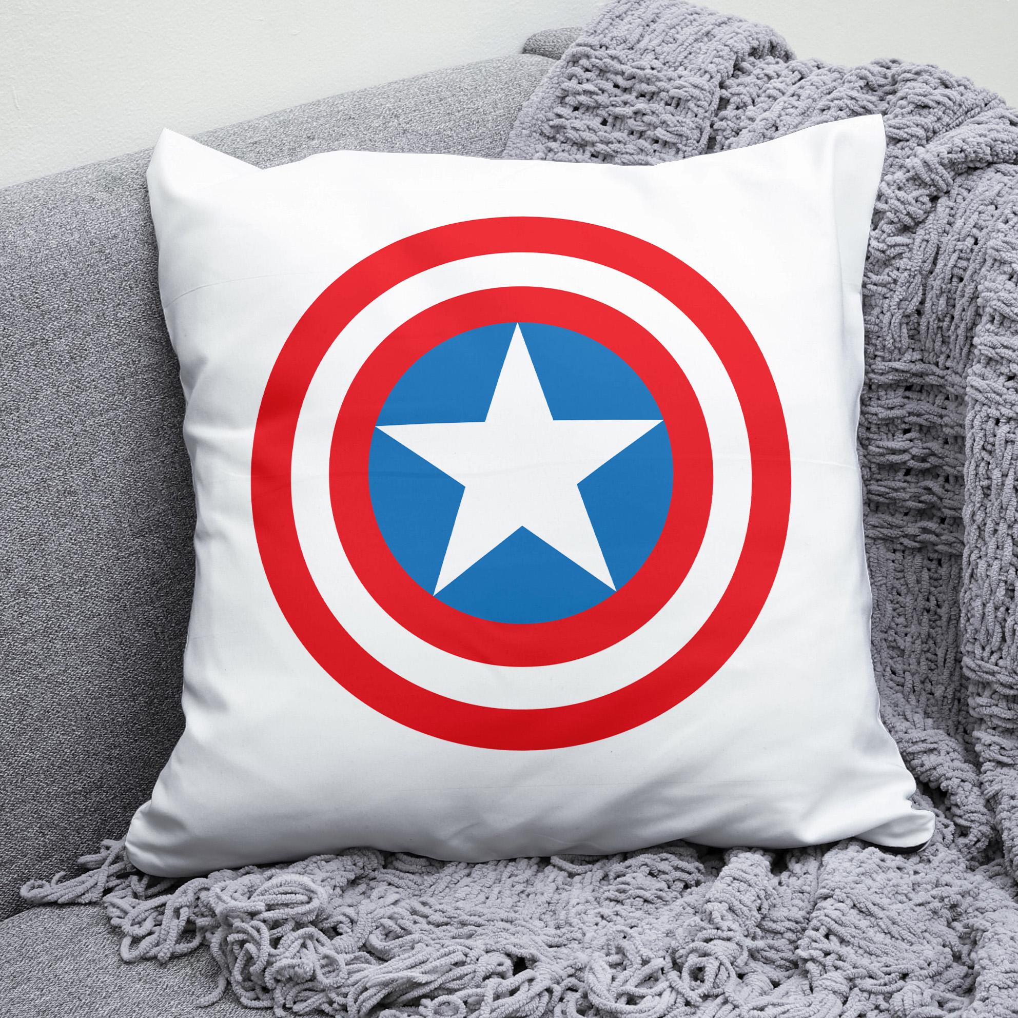Плюшевая подушка квадрат с принтом Капитан Америка