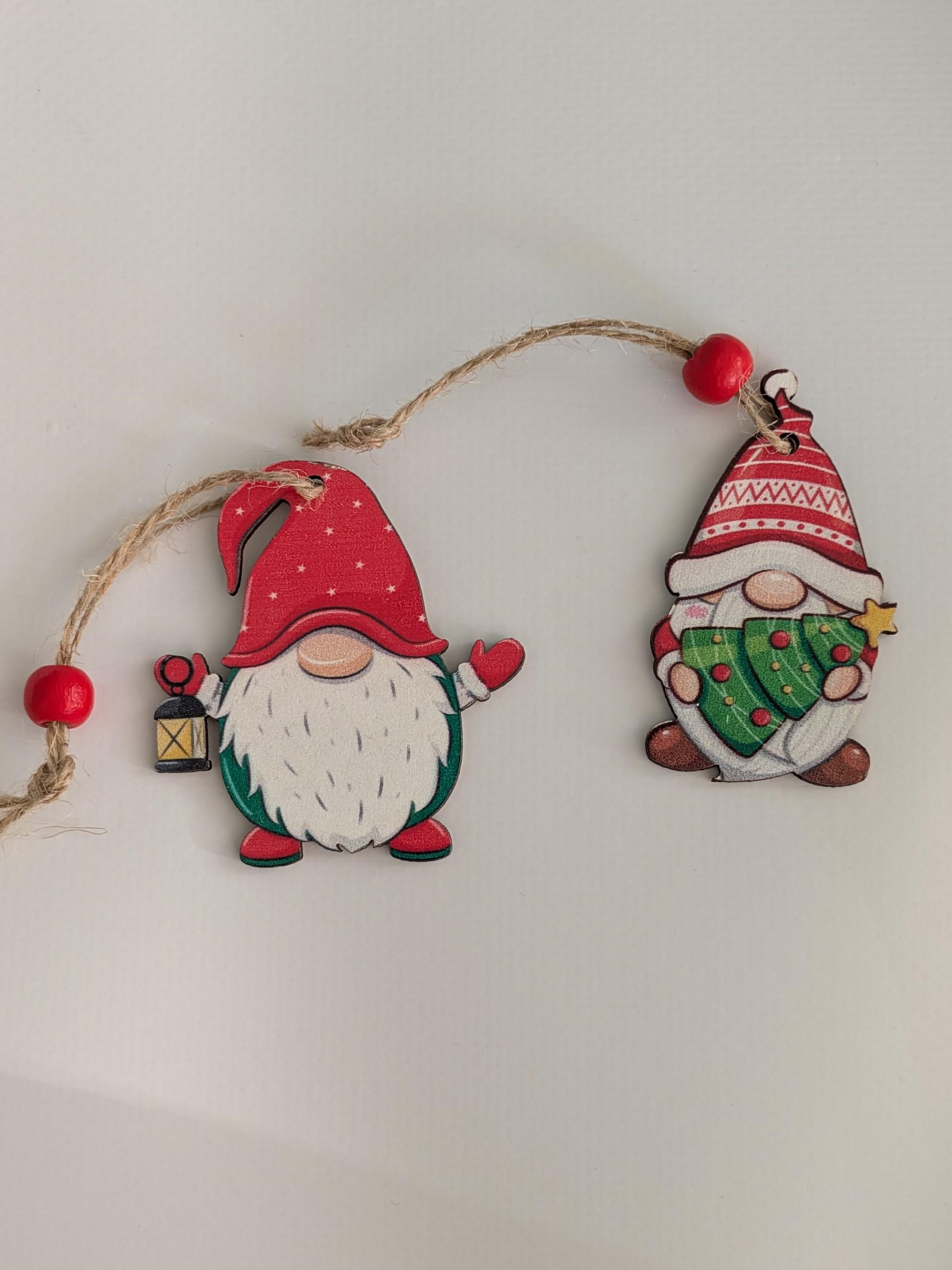 Набор елочных игрушек Гномики деревянные 6,5х6 см 2 шт. (30953511)