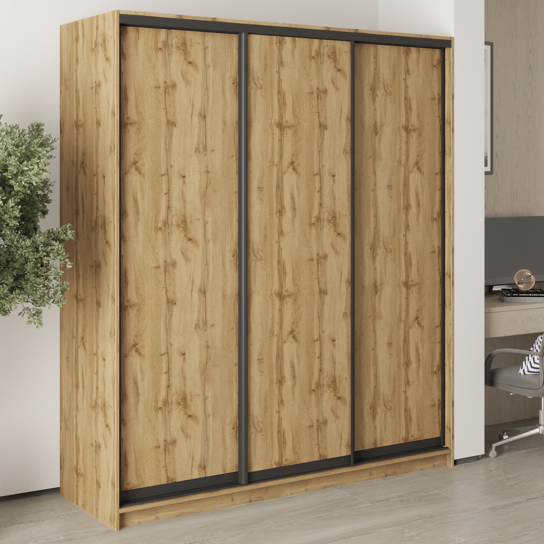 Шкаф-купе трехдверный Mebel Star Стандарт BG MBS-8316 180х45х210 см Дуб тахо (1007727)