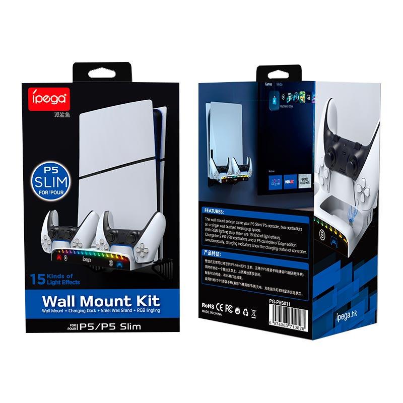 Док-станция Ipega Multi-functional Wall-mount Charge Stand for PS5 Slim PG-P5S011/RGB/3xUSB 2.1 - фото 3 Док-станция Ipega Multi-functional Wall-mount Charge Stand for PS5 Slim PG-P5S011/RGB/3xUSB 2.1 - фото 3