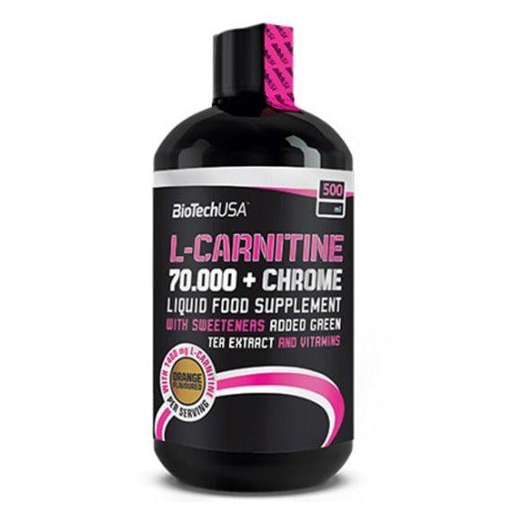 Жиросжигатель для спорта BioTechUSA L-Carnitine 70.000+Chrome 500 мл 50 порций Orange