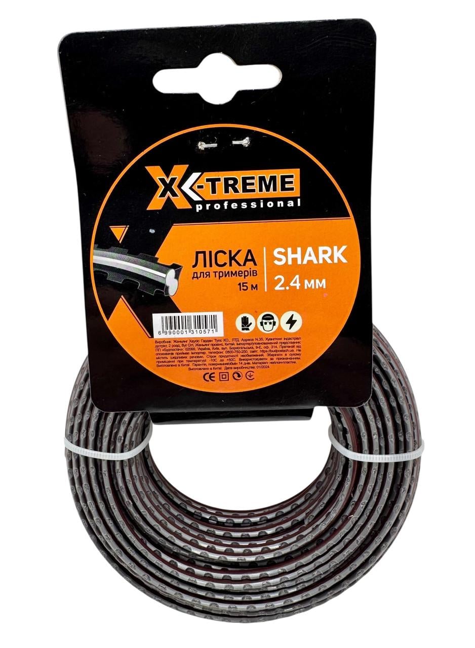 Волосінь для мотокоси X-Treme SHARK 2,4 мм × 15 м зубчаста (2932962189) Волосінь для мотокоси X-Treme SHARK 2,4 мм × 15 м зубчаста (2932962189)