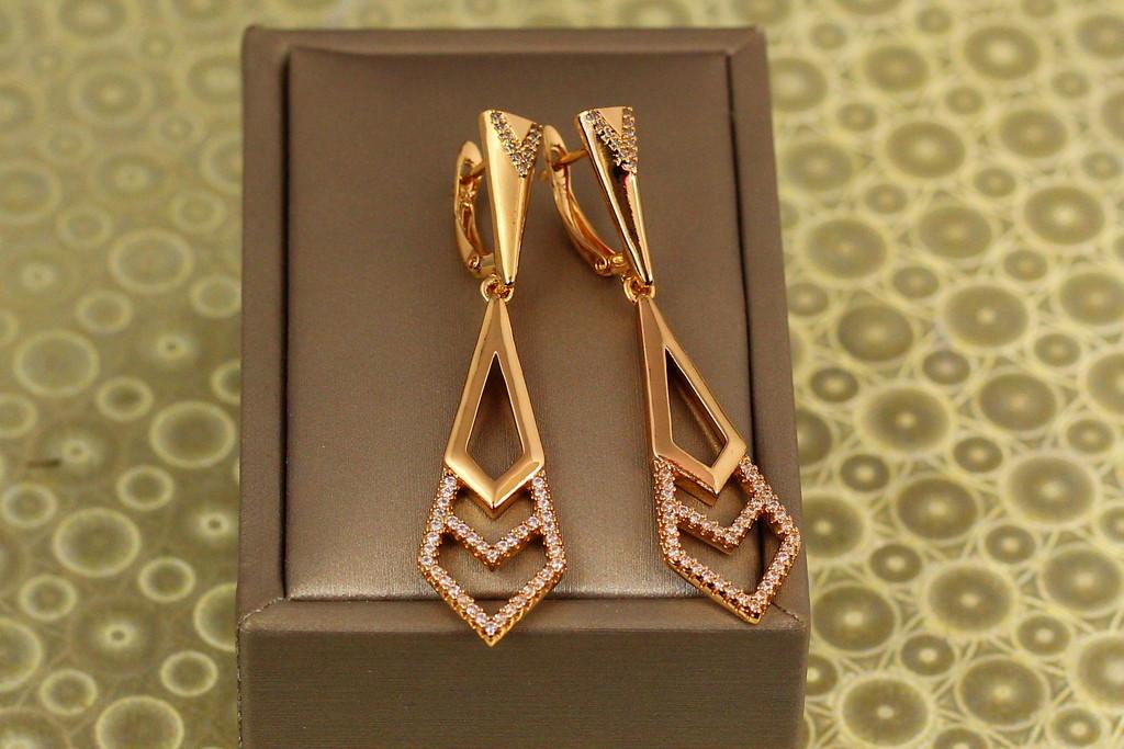 Серьги подвески Хuping Jewelry указатель 5,3 см Золотистый (2584863159)