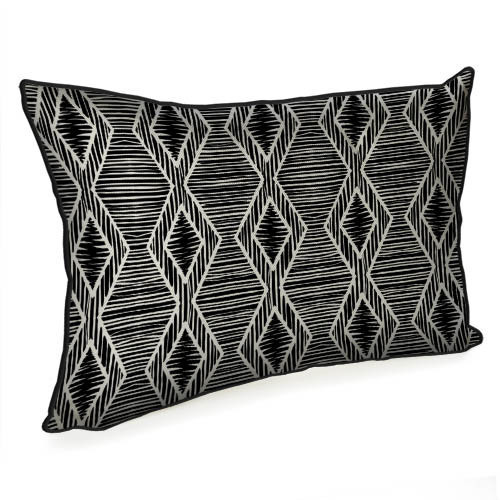 Подушка интерьерная с мешковины Орнамент из ромбов 45х32 см (43PHB_TFL008_BL)