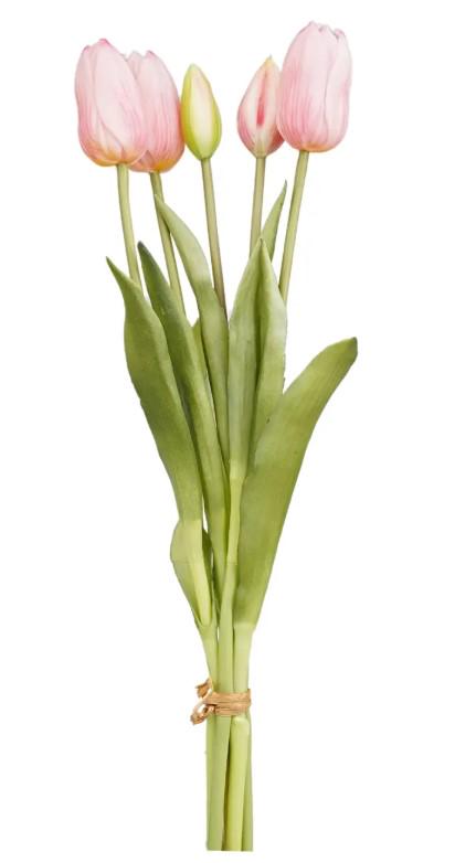 Искусственный букет тюльпанов с эффектом Real Touch 5 шт. Нежно-розовый (CNT00012894)