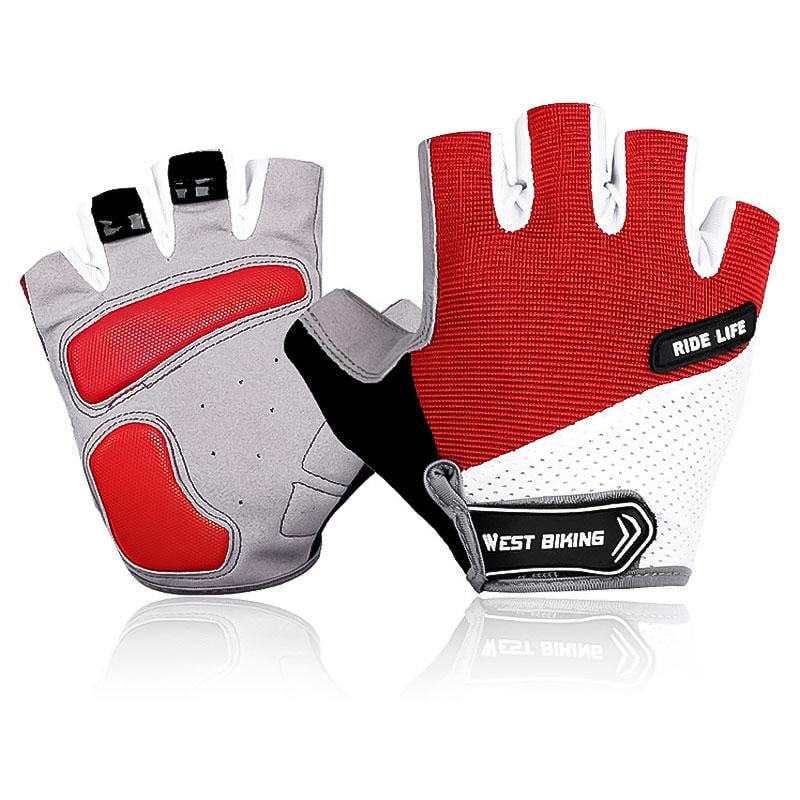 Перчатки велосипедные спортивные West Biking 0211189 L Red с короткими пальцами