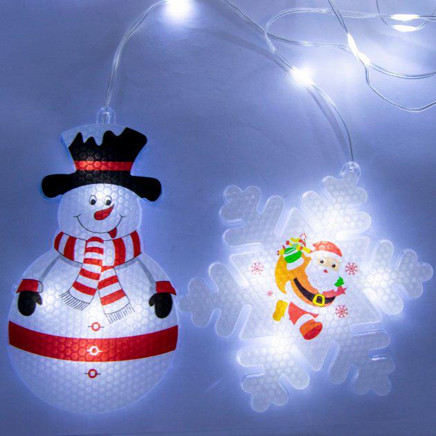 Гирлянда Xmas 3D Снеговики и снежинки 3x0,70 м 95 LED Белый (f2d824ed) - фото 4