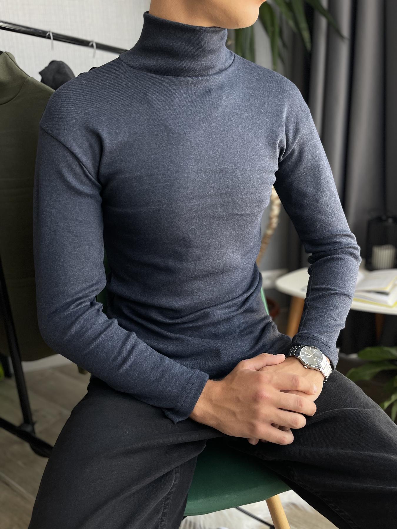 Гольф мужской зимний на флисе облегающий S Синий (26534/1/1) - фото 2 Гольф мужской зимний на флисе облегающий S Синий (26534/1/1) - фото 2