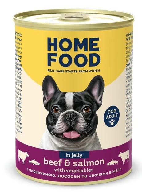 Корм вологий для собак Home Food З яловичиною/ососем та овочами в желе 360 г (00-00034711)