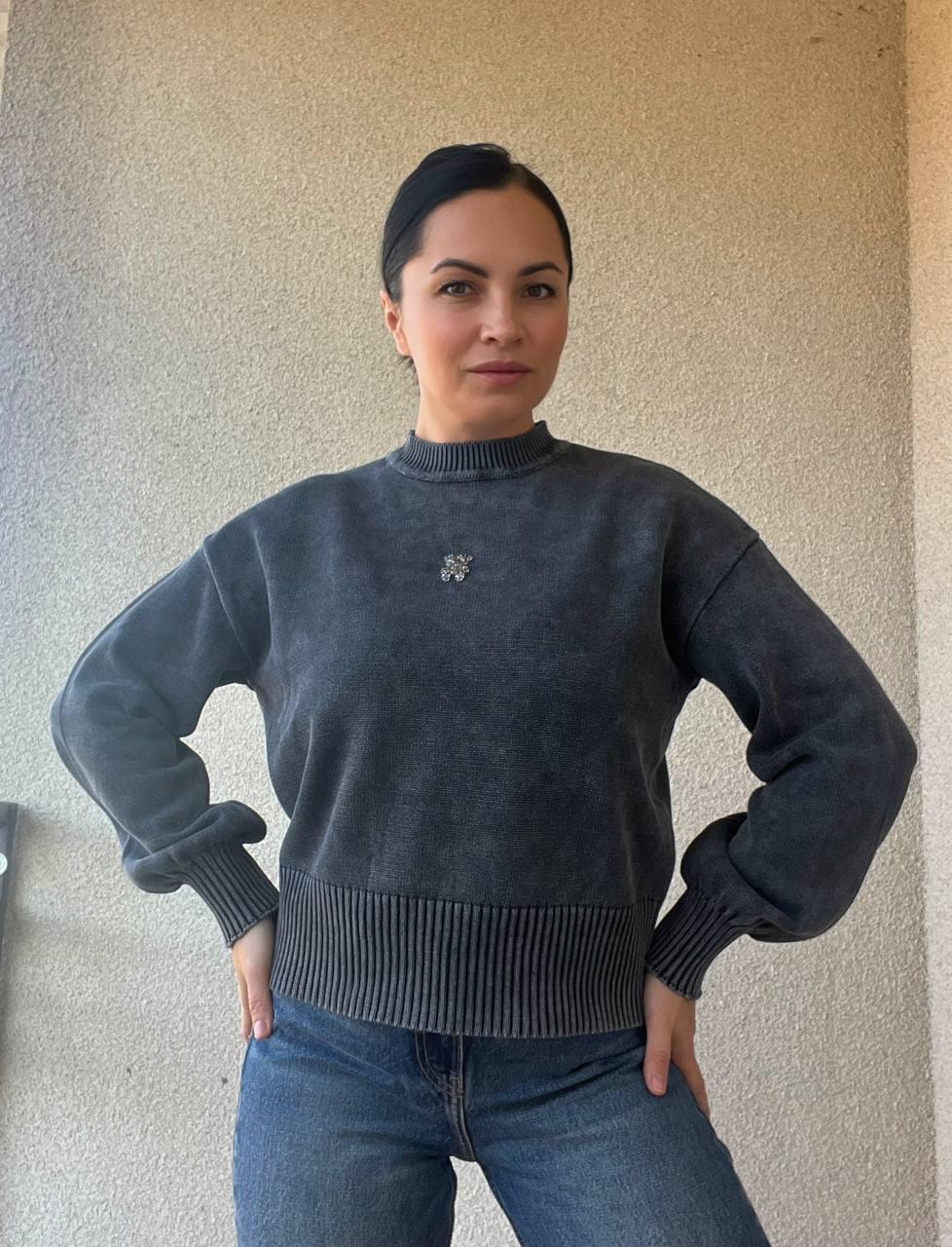 Свитер женский A-N 870 вареный мишка камушки средняя длина оверсайз р. 44-48 Черный (3120) - фото 3 Свитер женский A-N 870 вареный мишка камушки средняя длина оверсайз р. 44-48 Черный (3120) - фото 3