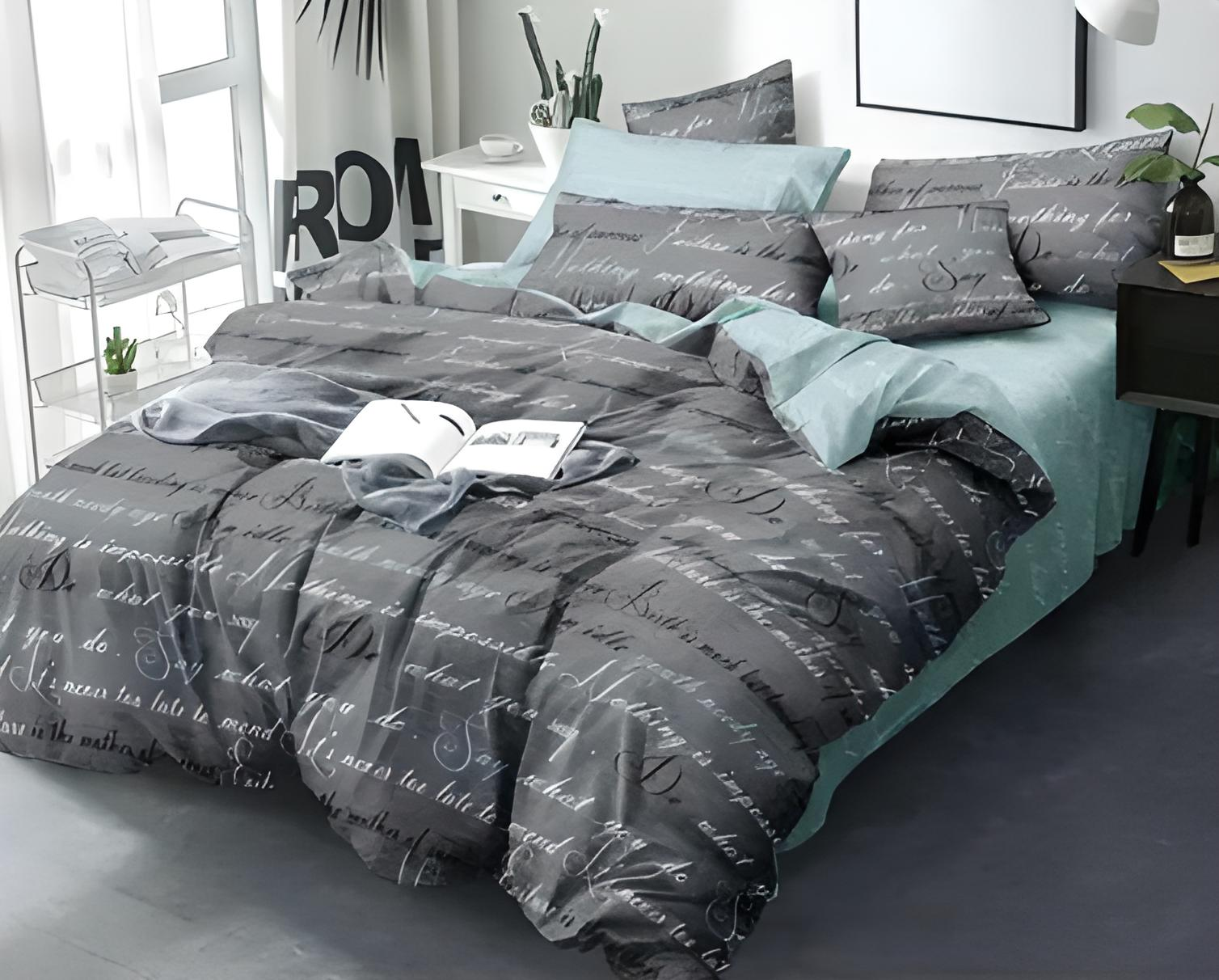 Комплект постельного белья Family полуторный Серый/Бирюзовый
