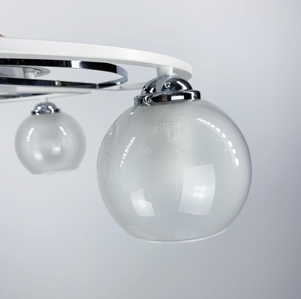 Люстра стельова на 6 плафонів Ø 58 см Білосніжний (51795/6 CH+WT+WT) - фото 7 Люстра стельова на 6 плафонів Ø 58 см Білосніжний (51795/6 CH+WT+WT) - фото 7