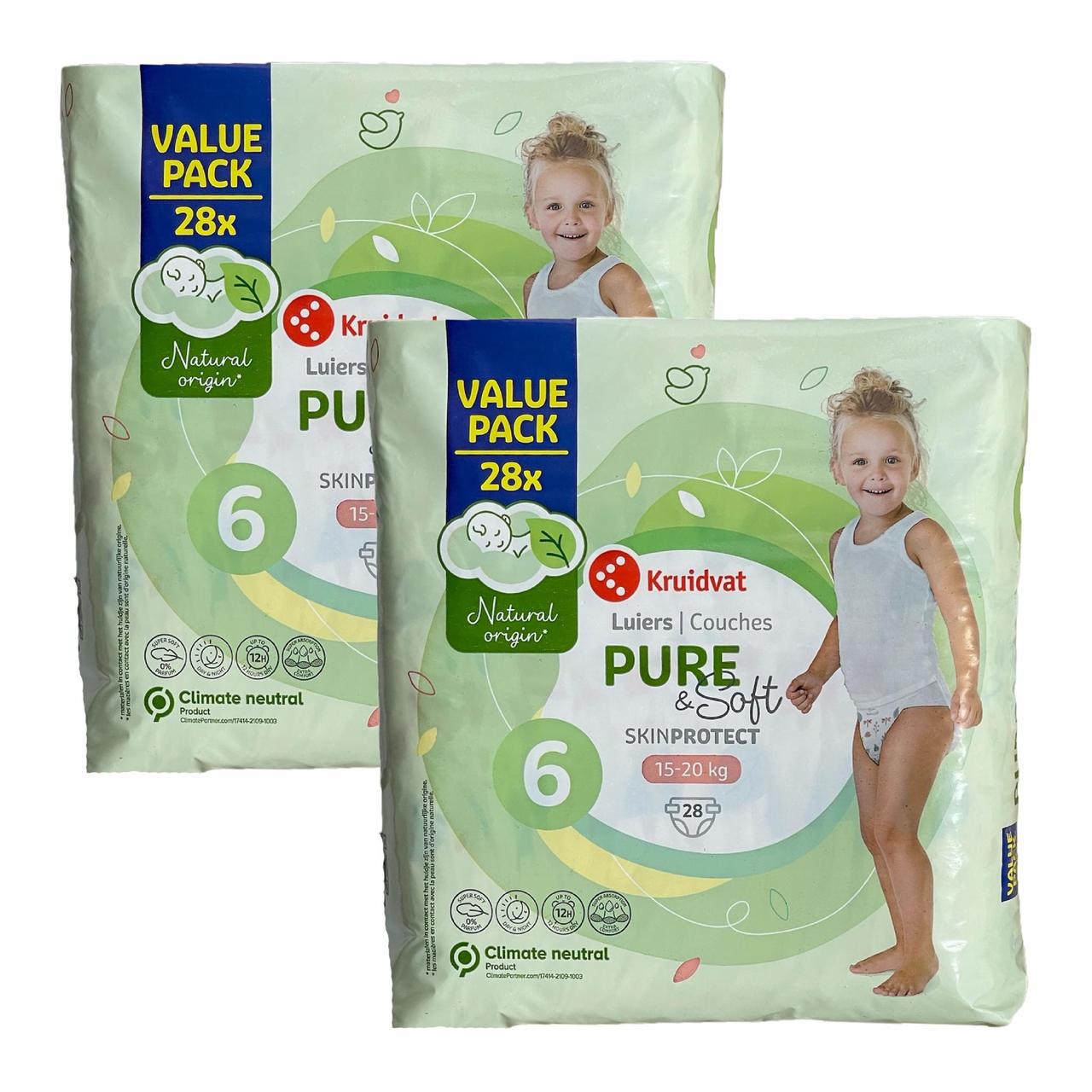 Підгузки дитячі Kruidvat Pure & Soft 6 15-20 кг 56 шт. (2301031475)