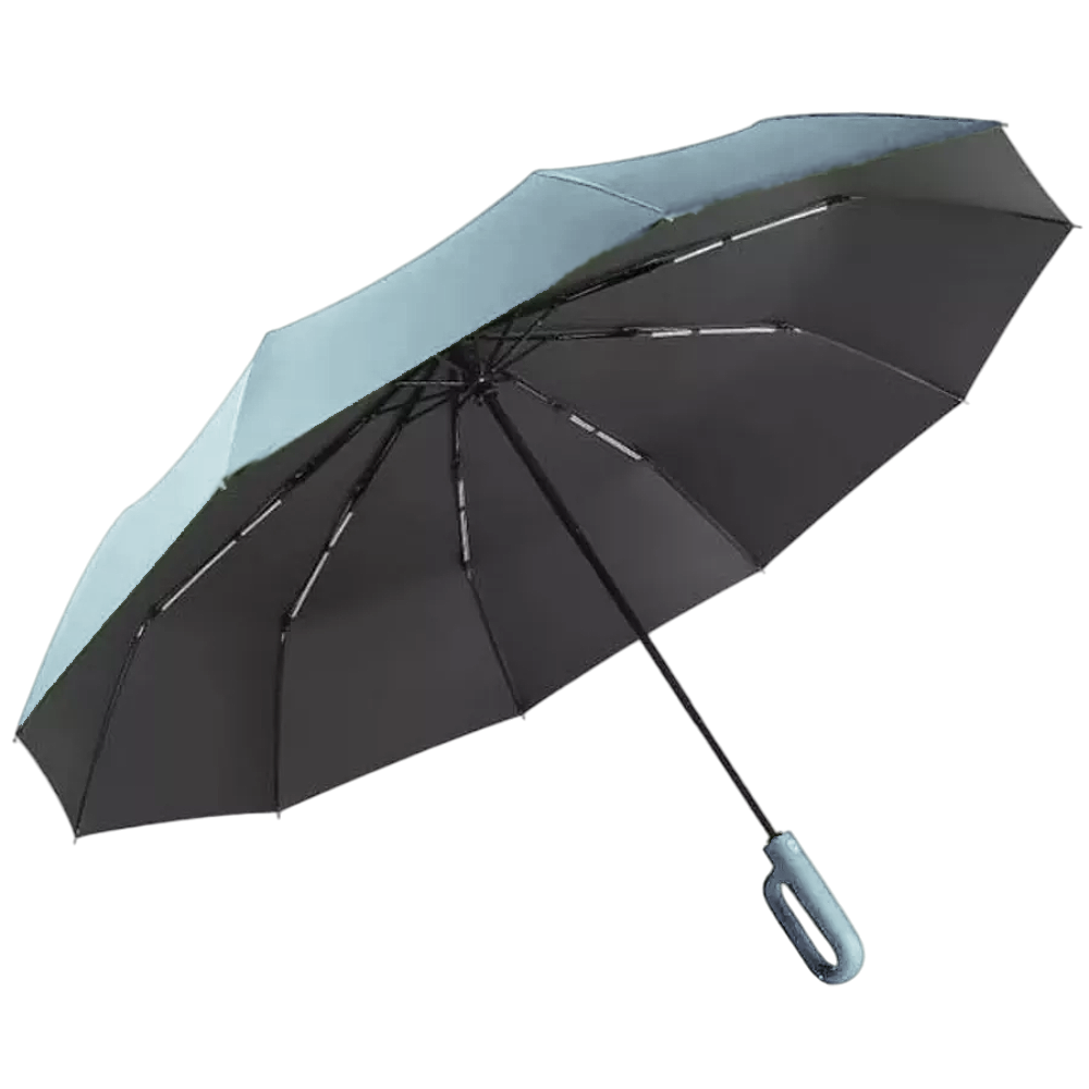 Зонт полный автомат 10 усиленных спиц с ручкой карабином антиветер d 106 см Голубой (30404/5)
