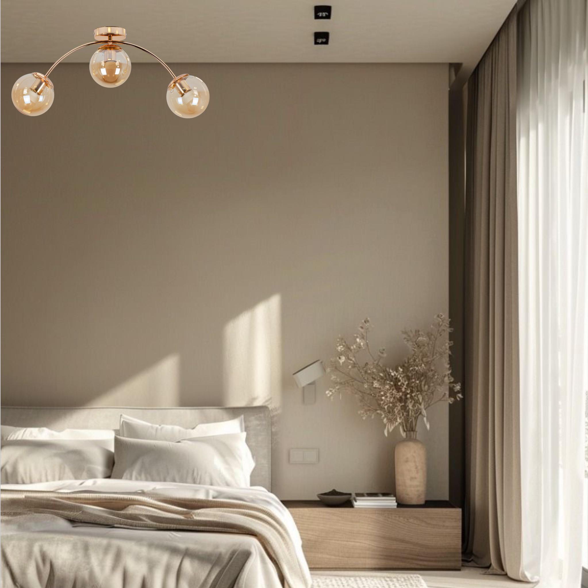 Люстра стельова з 3 плафонами-кулями (52-9907-3 GOLD+BR) - фото 2