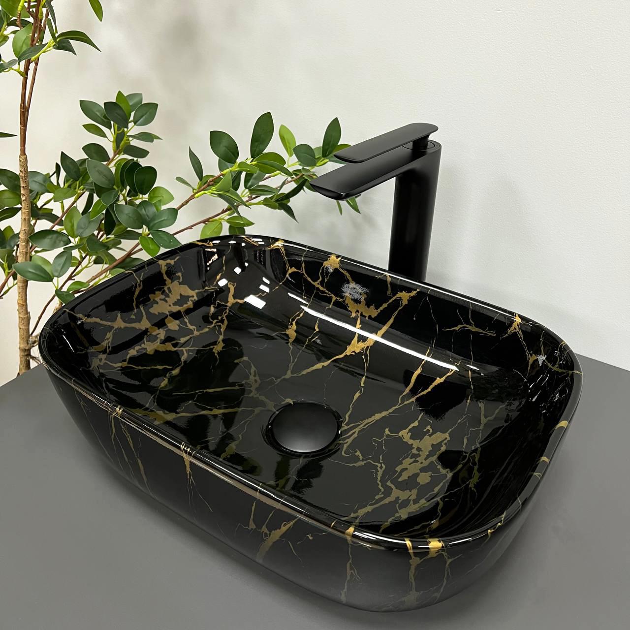 Умивальник VBI RAVENNA MARBLE накладний Black (VBI-011207)