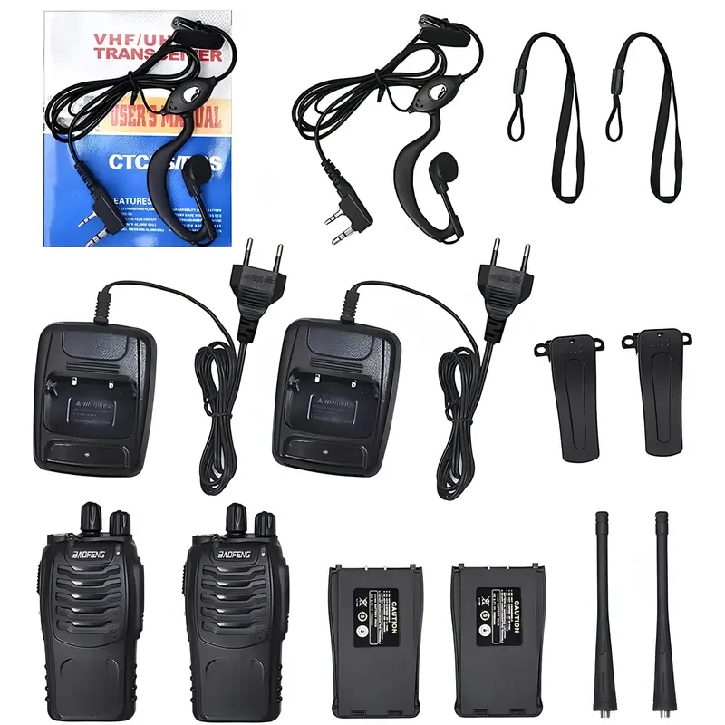 Набір рацій Baofeng BF-888S UHF 400-470 MHz із зарядними станціями та гарнітурами 6 каналів 2 шт. Чорний (2729675531) - фото 9