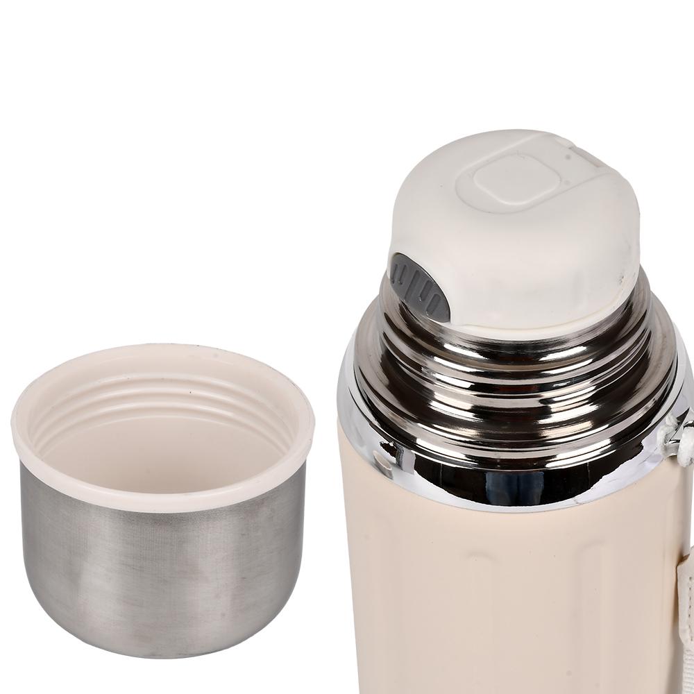 Термос с кнопочным дозатором и чашкой Stenson MT-5349-0.6 пластиковый с ручкой 600 мл Белый (525eb7bf) - фото 3