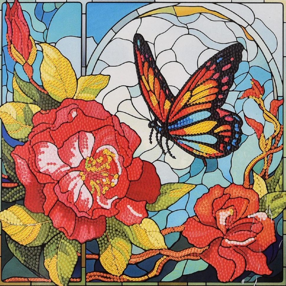 Алмазна мозаїка Strateg Метелик літа 30х30 см Різнокольоровий (VM-127-A-409)