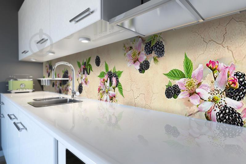 Скинали на кухню Zatarga «Ежевика синие ягоды» 600х3000 мм виниловая 3Д наклейка кухонный фартук самоклеящаяся Z180369/2