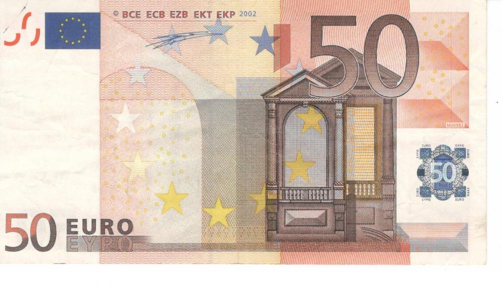Коллекционная банкнота Испания 50 евро 2002 V M009 VF (Б06827)