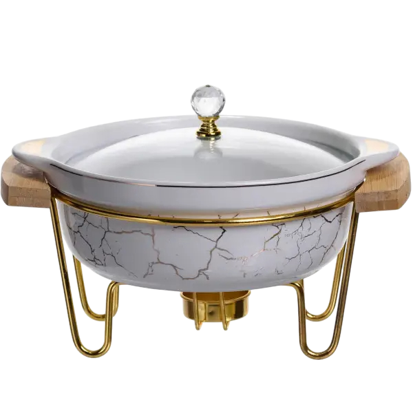 Мармитница фарфоровая для первых блюд 800 мл 25х20х17 см Белый мрамор (LC-710)