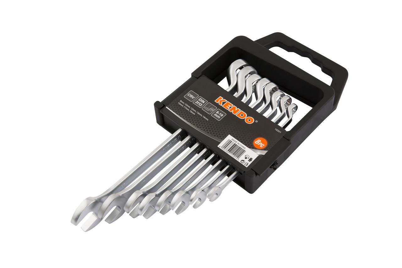Набір ключів комбінованих гайкових з глибоким зсувом Kendo CR-V 8 шт. 8-19 мм