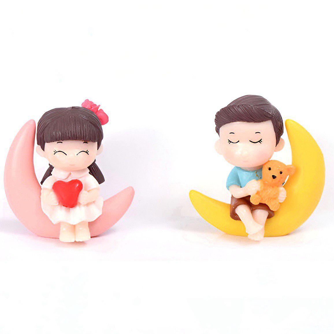 Фігурки для флораріуму Хлопчик і дівчинка на півмісяці 5,2х4,3 см 2 шт.