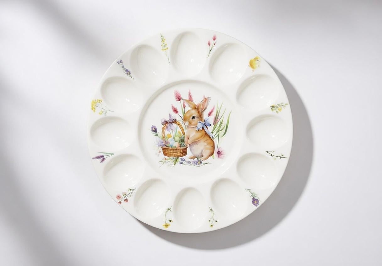 Блюдо порцелянове для 12 яєць та паски BonaDi Easter Melody 27 см (K235)