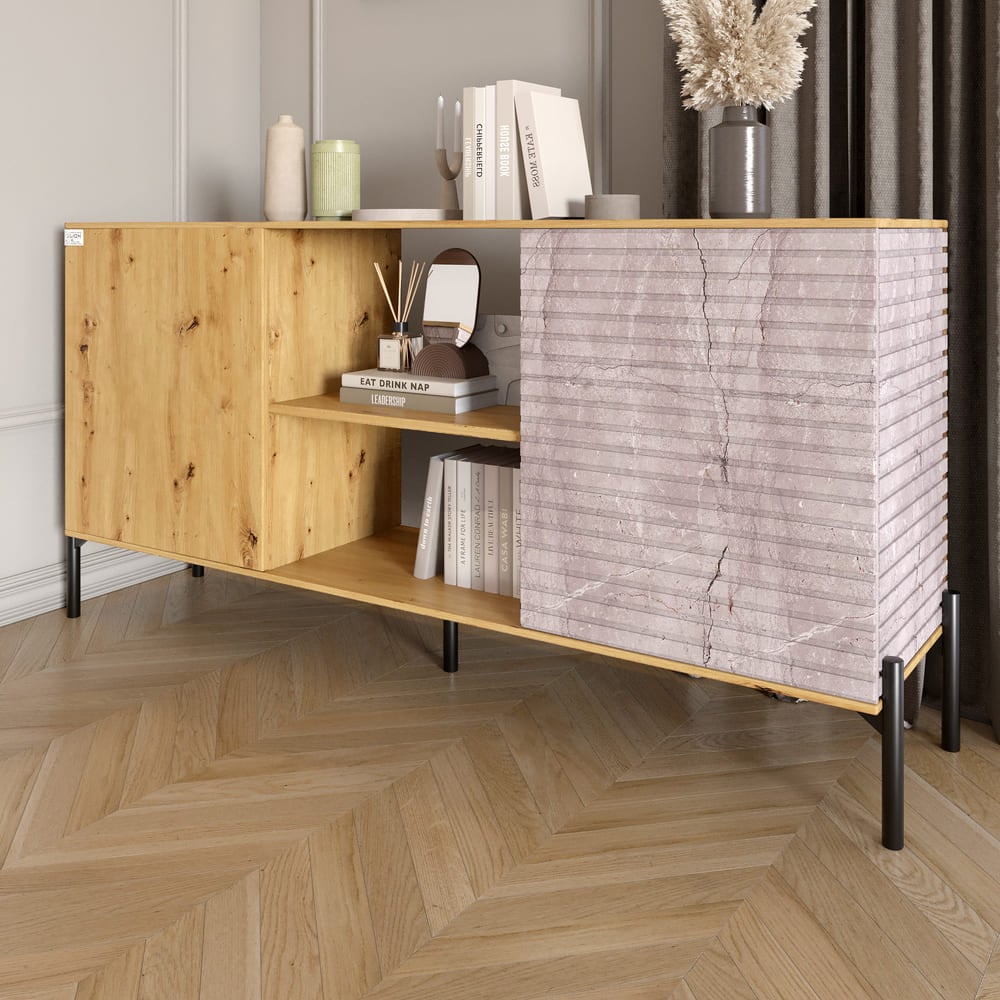 Комод Lion Грей 154x38x76,5 см Дуб Артизан/Камень (LION-042793)