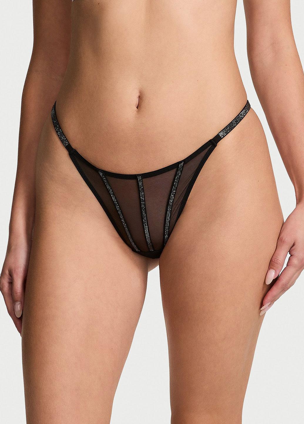 Трусики со стразами Victoria's Secret Very Sexy L Черный (7040000415635QEBL)