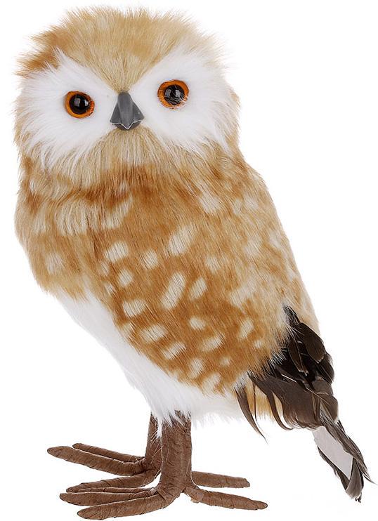 Игрушка декоративная Совуня 27 см Коричневый с белым