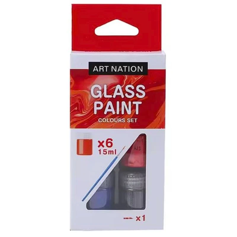 Набор красок для стекла Art Nation GAS0615 6 шт. 15 мл с кисточкой (2241771581)