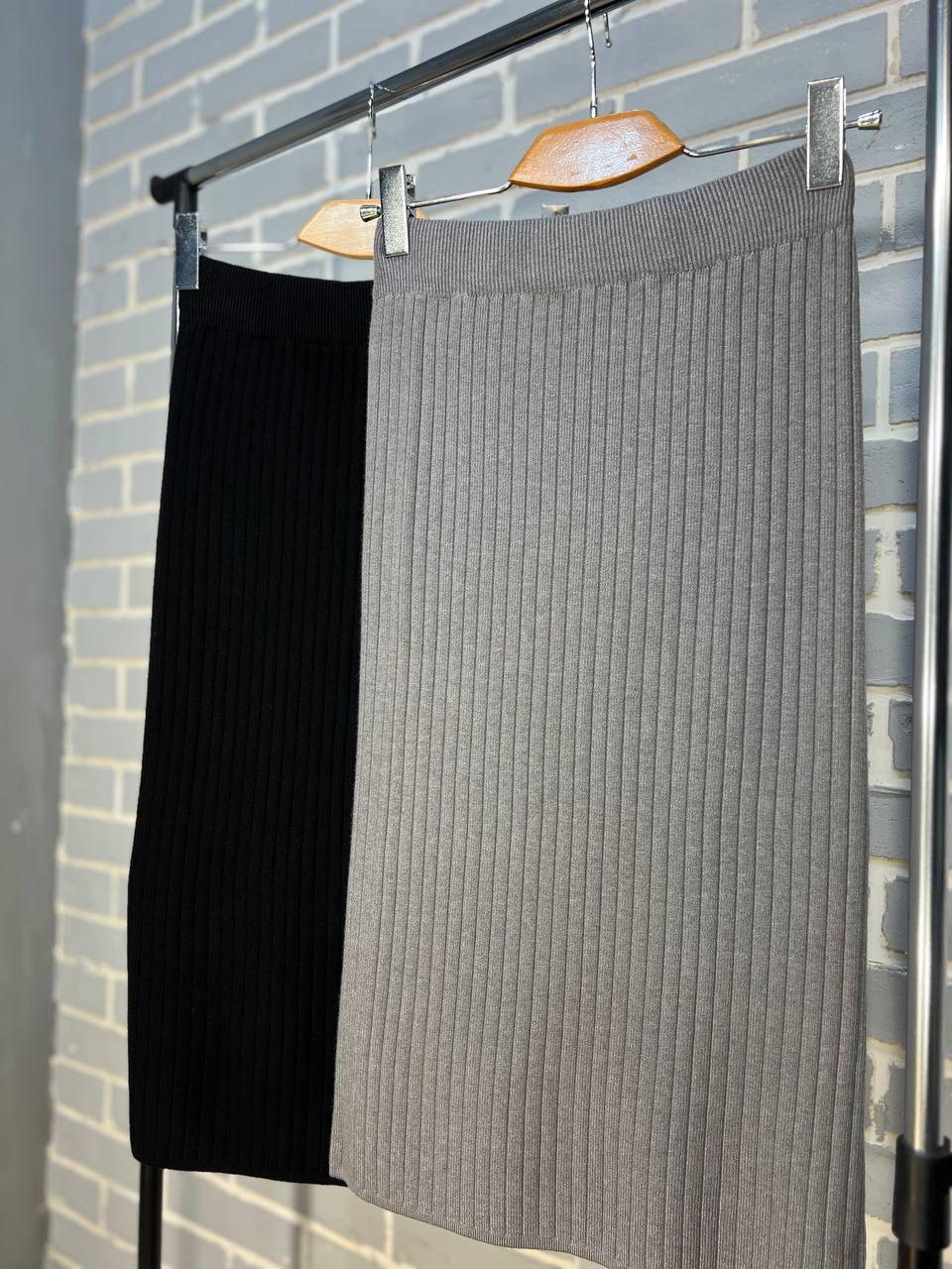 Юбка женская My fashion 478 вязка широкий рубчик разрез средняя длина р. 44-48 Серый (3025) - фото 10