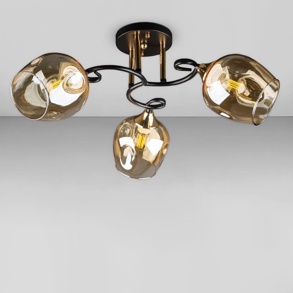 Люстра стельова Light House DL-18663/3 Чорний/Золотий/Шампань