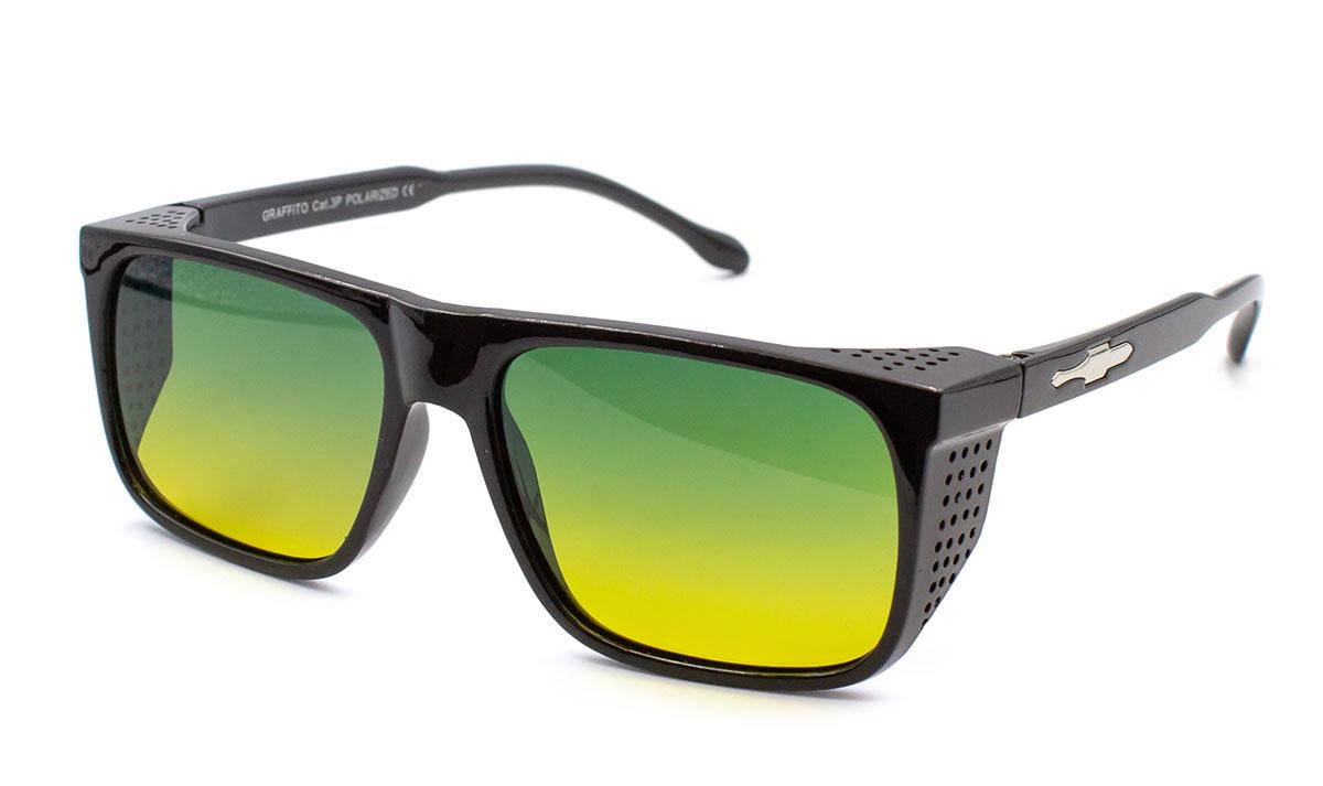 Окуляри чоловічі антивідблискові Graffito 3140-C6 з пластиковою оправою для широкого обличчя Чорний (40491)