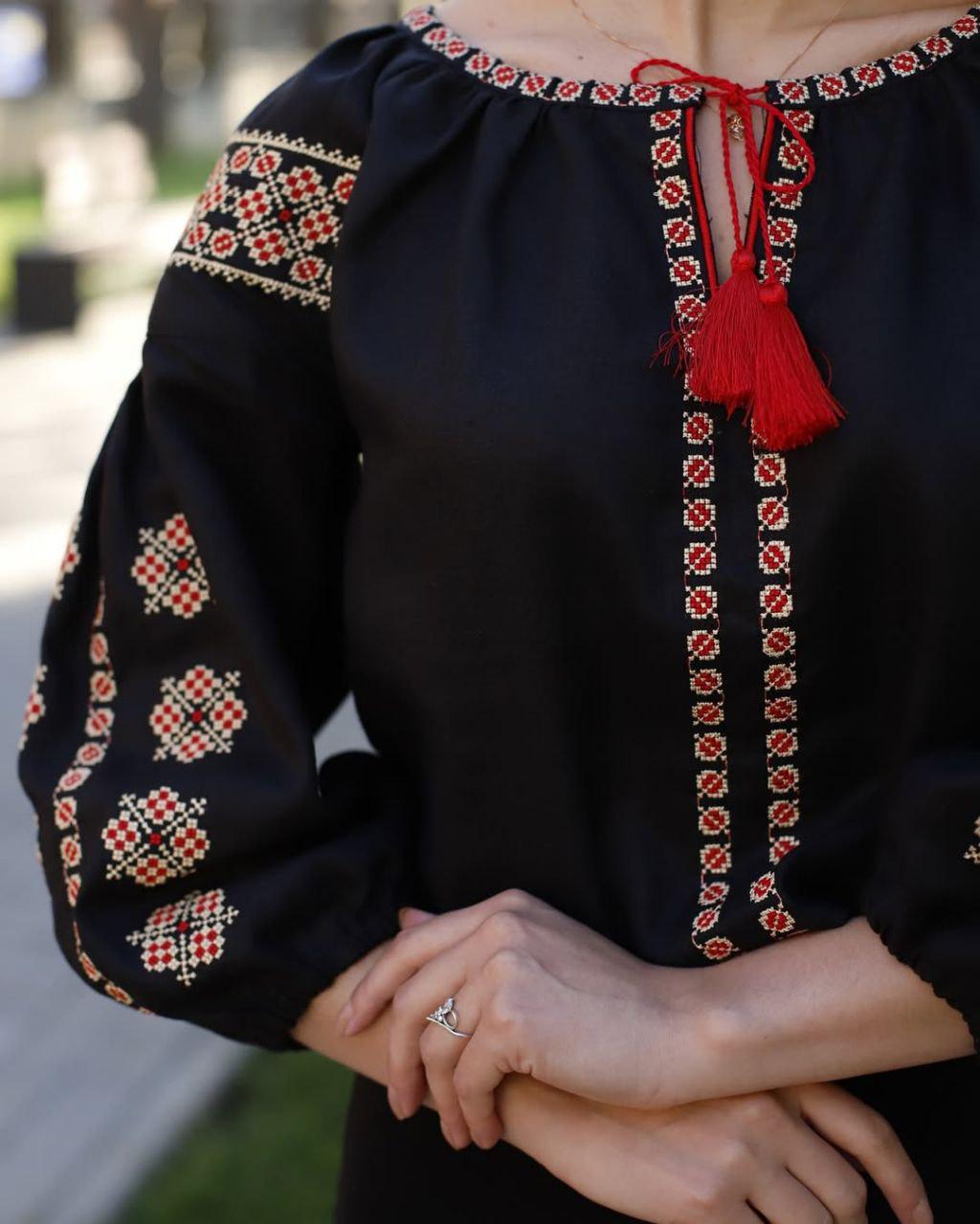 Вышиванка женская р. 44 Черный (719) - фото 9