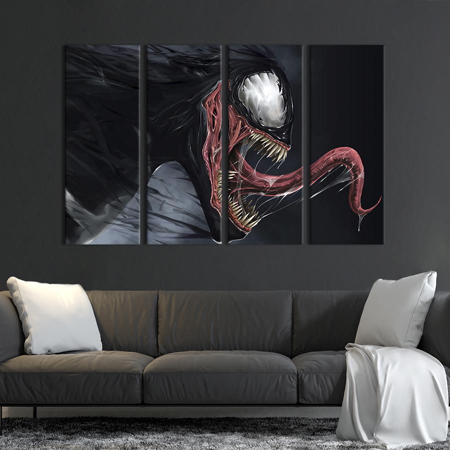 Картина модульная из 4 частей Симбиоз Венома и Эдди Брока XL 209x133 см (759-41)